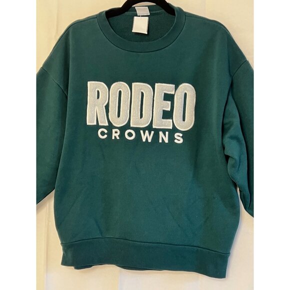 Rodeo Crowns Wide Bowl Green Pullover Sweatshirt Free Size Unisex Japanese Brand - Picture 3 of 16